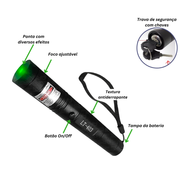 Caneta Laser Pointer 1km Recarregável - LT-403 03