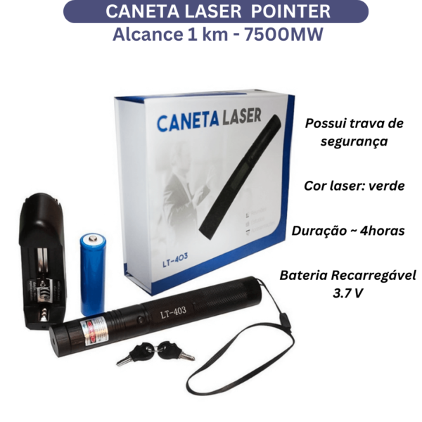 Caneta Laser Pointer 1km Recarregável - LT-403 02