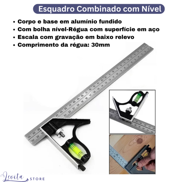 Esquadro Combinado com Nível 12 polegadas-