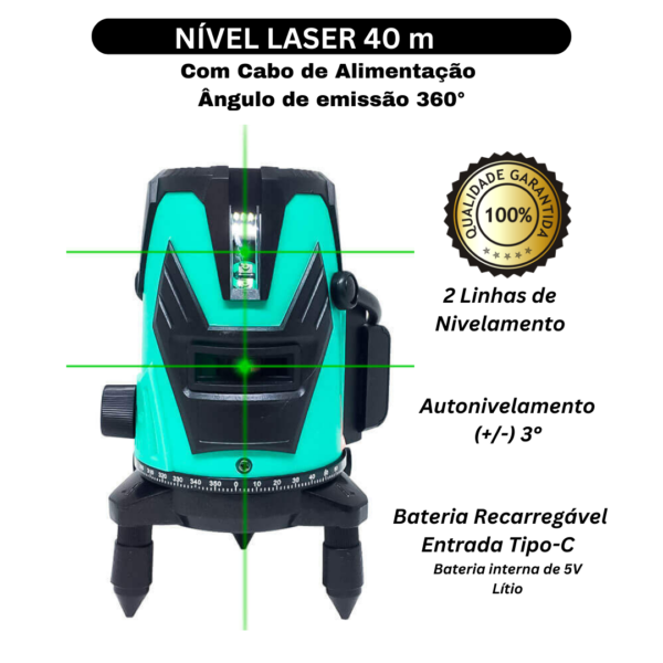 Nível Laser 40m-2 Linhas-Recarregável QK-2 01